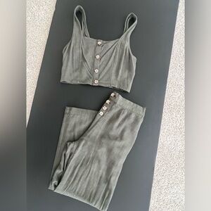 Aeropostal Green crop top and wide leg pants set #set